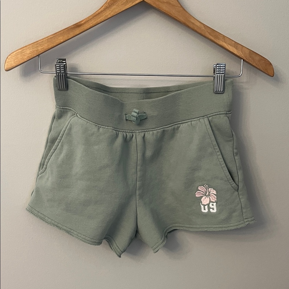 Abercrombie Kids Sage Green Shorts with Floral Detail